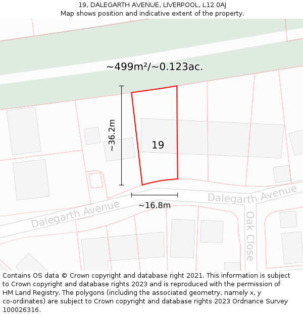 19, DALEGARTH AVENUE, LIVERPOOL, L12 0AJ: Plot and title map