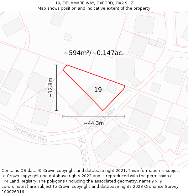 19, DELAMARE WAY, OXFORD, OX2 9HZ: Plot and title map