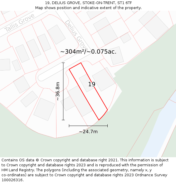 19, DELIUS GROVE, STOKE-ON-TRENT, ST1 6TF: Plot and title map