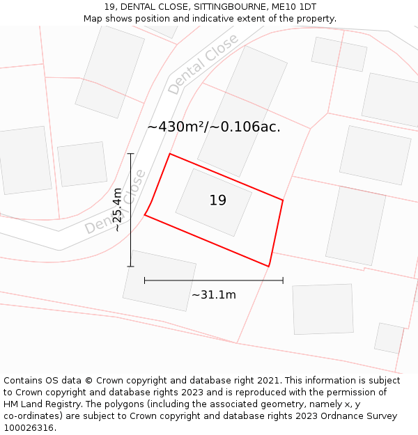 19, DENTAL CLOSE, SITTINGBOURNE, ME10 1DT: Plot and title map