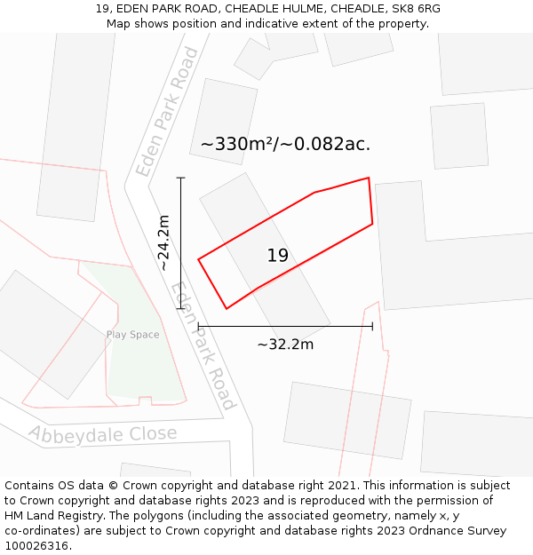 19, EDEN PARK ROAD, CHEADLE HULME, CHEADLE, SK8 6RG: Plot and title map