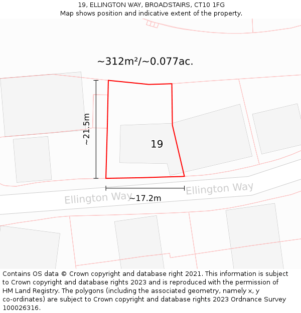 19, ELLINGTON WAY, BROADSTAIRS, CT10 1FG: Plot and title map