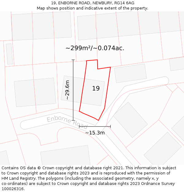 19, ENBORNE ROAD, NEWBURY, RG14 6AG: Plot and title map