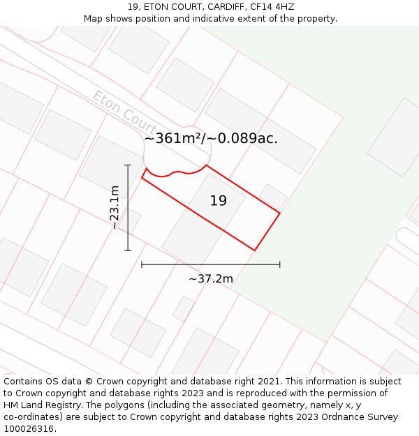 19, ETON COURT, CARDIFF, CF14 4HZ: Plot and title map