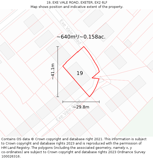 19, EXE VALE ROAD, EXETER, EX2 6LF: Plot and title map