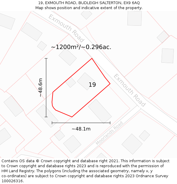 19, EXMOUTH ROAD, BUDLEIGH SALTERTON, EX9 6AQ: Plot and title map