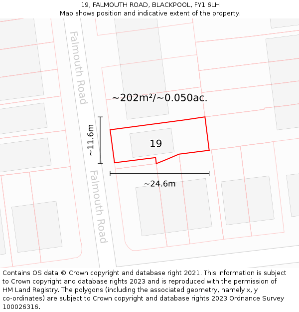 19, FALMOUTH ROAD, BLACKPOOL, FY1 6LH: Plot and title map