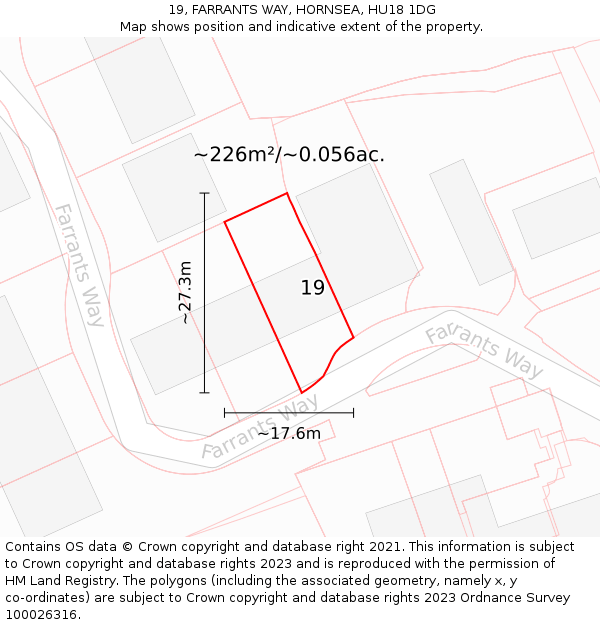 19, FARRANTS WAY, HORNSEA, HU18 1DG: Plot and title map