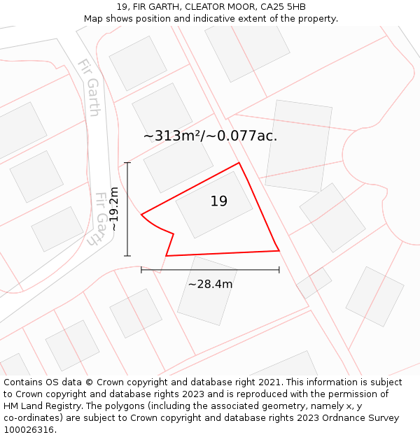 19, FIR GARTH, CLEATOR MOOR, CA25 5HB: Plot and title map