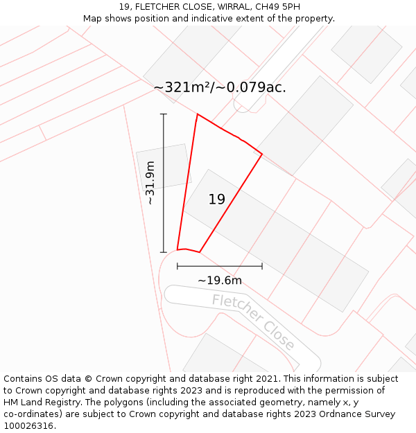 19, FLETCHER CLOSE, WIRRAL, CH49 5PH: Plot and title map