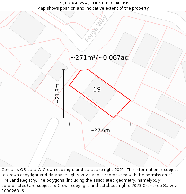 19, FORGE WAY, CHESTER, CH4 7NN: Plot and title map