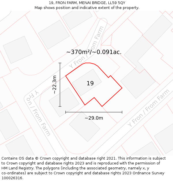 19, FRON FARM, MENAI BRIDGE, LL59 5QY: Plot and title map