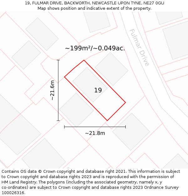 19, FULMAR DRIVE, BACKWORTH, NEWCASTLE UPON TYNE, NE27 0GU: Plot and title map