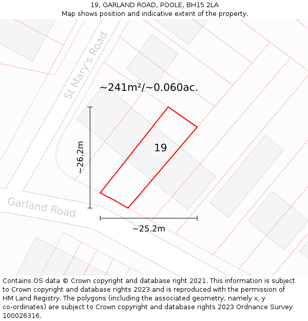 19, GARLAND ROAD, POOLE, BH15 2LA: Plot and title map