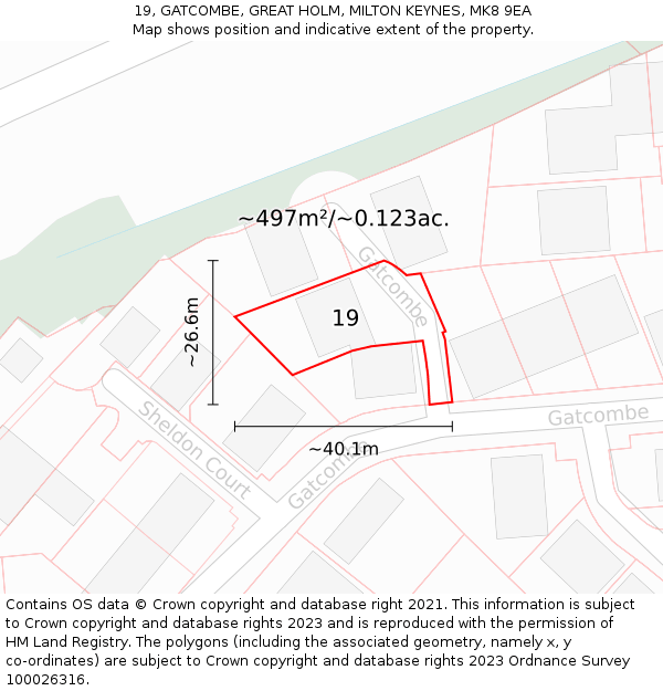 19, GATCOMBE, GREAT HOLM, MILTON KEYNES, MK8 9EA: Plot and title map