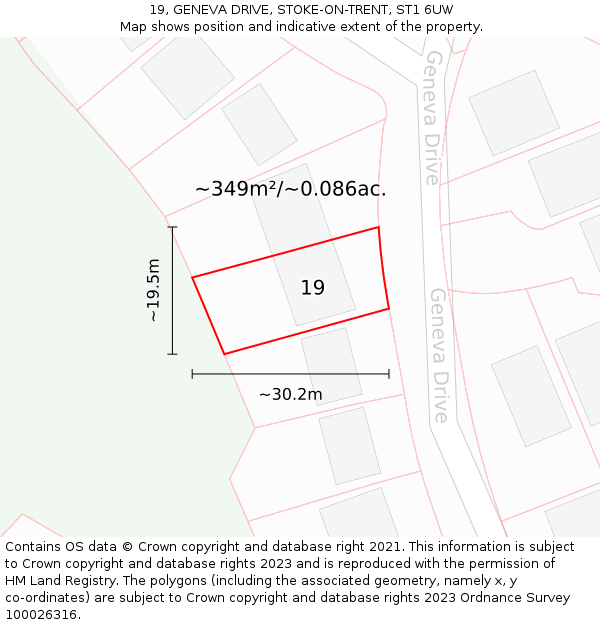 19, GENEVA DRIVE, STOKE-ON-TRENT, ST1 6UW: Plot and title map