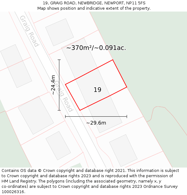 19, GRAIG ROAD, NEWBRIDGE, NEWPORT, NP11 5FS: Plot and title map