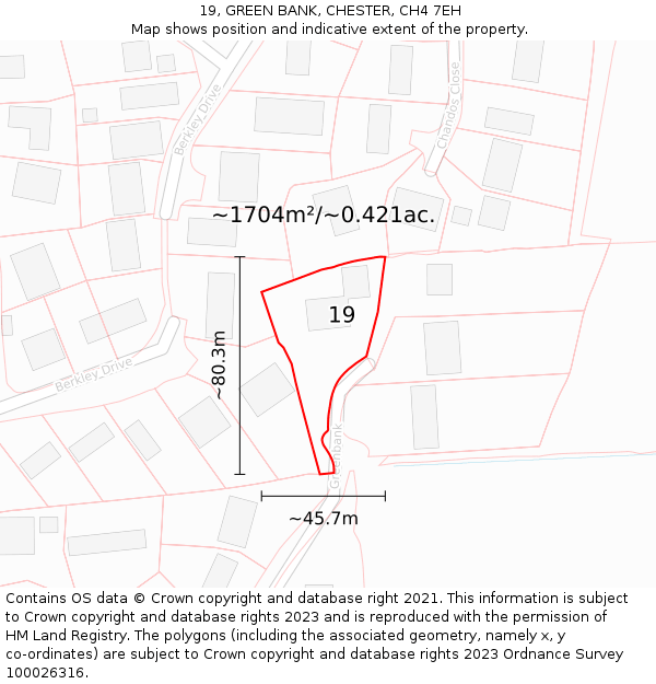 19, GREEN BANK, CHESTER, CH4 7EH: Plot and title map