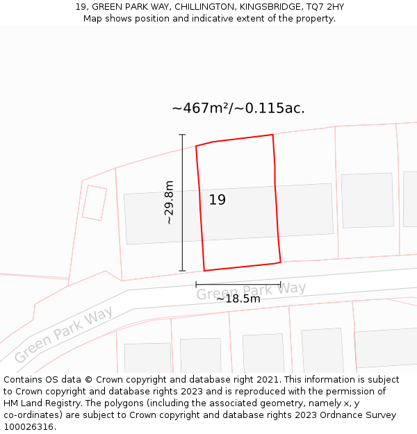 19, GREEN PARK WAY, CHILLINGTON, KINGSBRIDGE, TQ7 2HY: Plot and title map