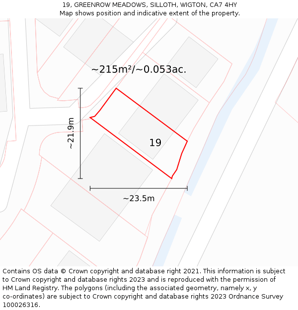 19, GREENROW MEADOWS, SILLOTH, WIGTON, CA7 4HY: Plot and title map