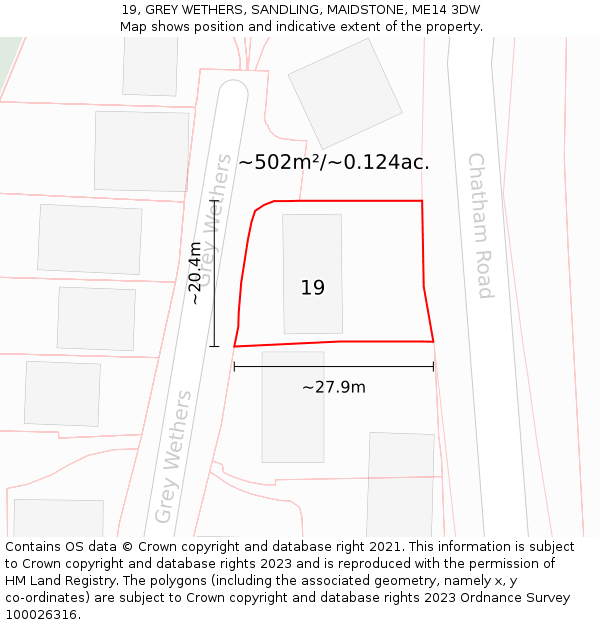 19, GREY WETHERS, SANDLING, MAIDSTONE, ME14 3DW: Plot and title map