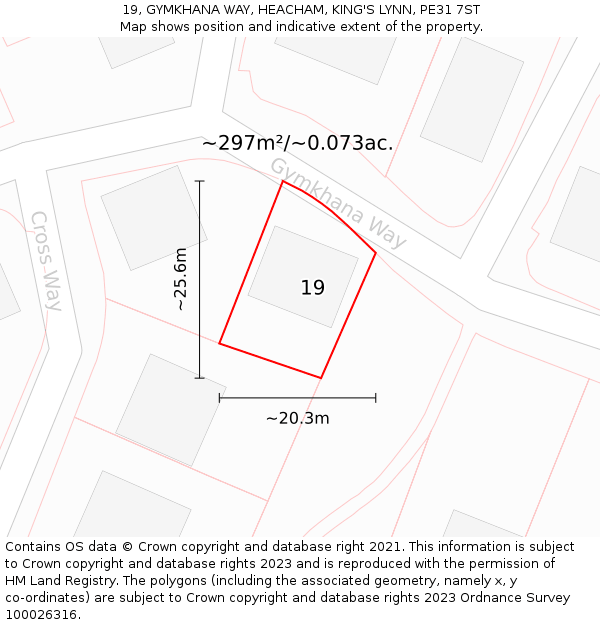 19, GYMKHANA WAY, HEACHAM, KING'S LYNN, PE31 7ST: Plot and title map