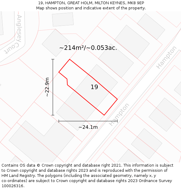 19, HAMPTON, GREAT HOLM, MILTON KEYNES, MK8 9EP: Plot and title map