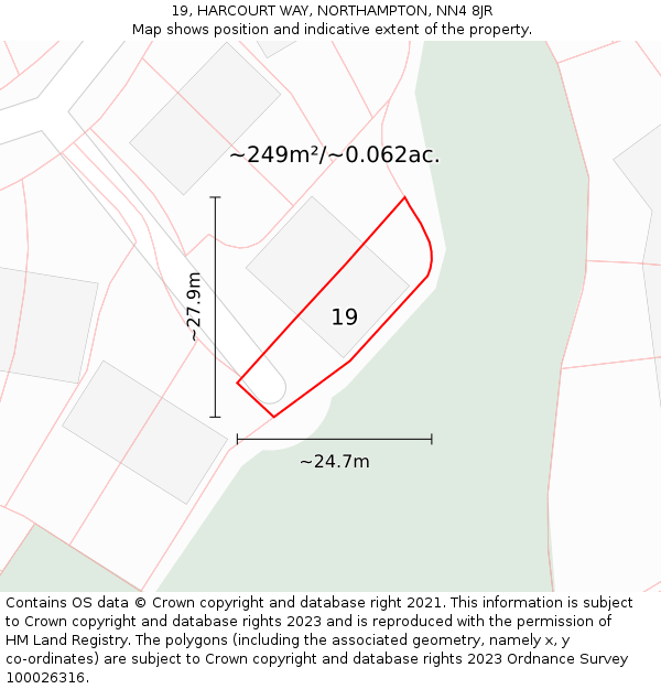 19, HARCOURT WAY, NORTHAMPTON, NN4 8JR: Plot and title map