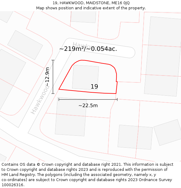 19, HAWKWOOD, MAIDSTONE, ME16 0JQ: Plot and title map