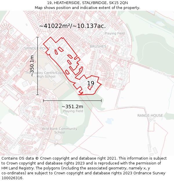 19, HEATHERSIDE, STALYBRIDGE, SK15 2QN: Plot and title map