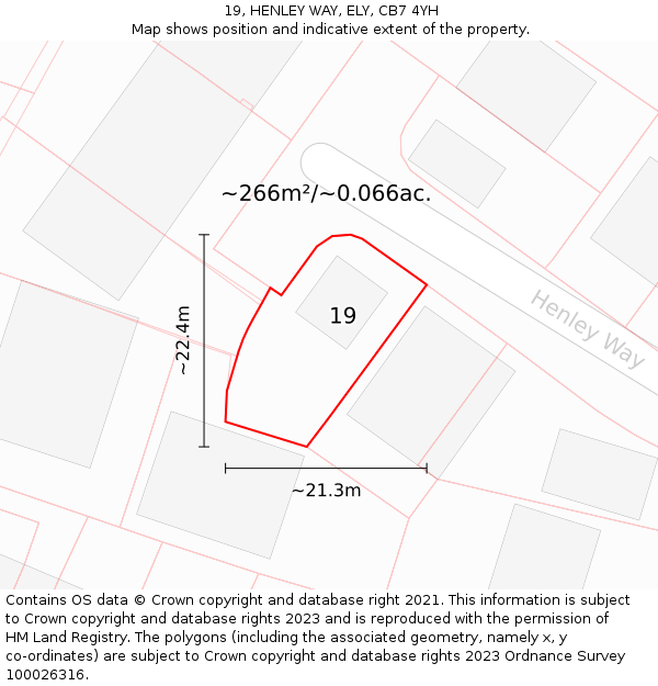 19, HENLEY WAY, ELY, CB7 4YH: Plot and title map