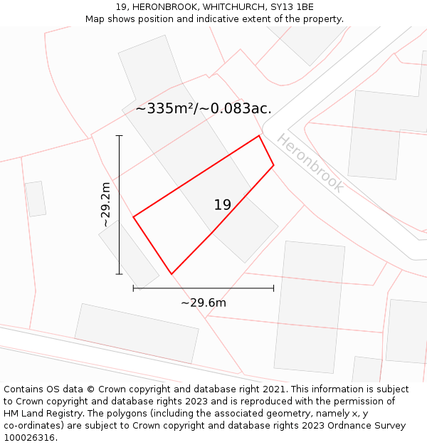 19, HERONBROOK, WHITCHURCH, SY13 1BE: Plot and title map