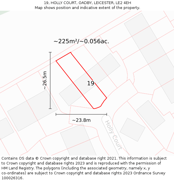 19, HOLLY COURT, OADBY, LEICESTER, LE2 4EH: Plot and title map