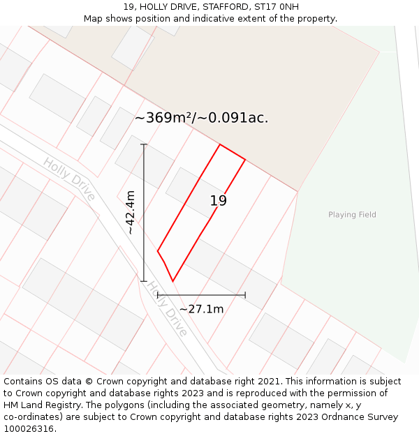 19, HOLLY DRIVE, STAFFORD, ST17 0NH: Plot and title map