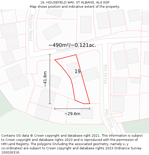 19, HOUSEFIELD WAY, ST ALBANS, AL4 0GP: Plot and title map