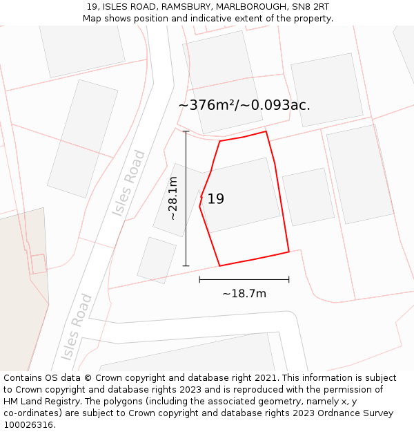19, ISLES ROAD, RAMSBURY, MARLBOROUGH, SN8 2RT: Plot and title map
