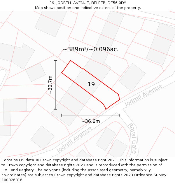 19, JODRELL AVENUE, BELPER, DE56 0DY: Plot and title map