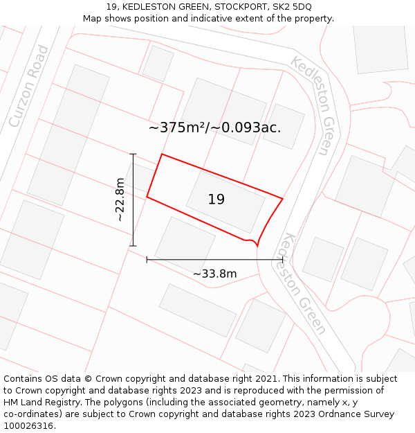 19, KEDLESTON GREEN, STOCKPORT, SK2 5DQ: Plot and title map