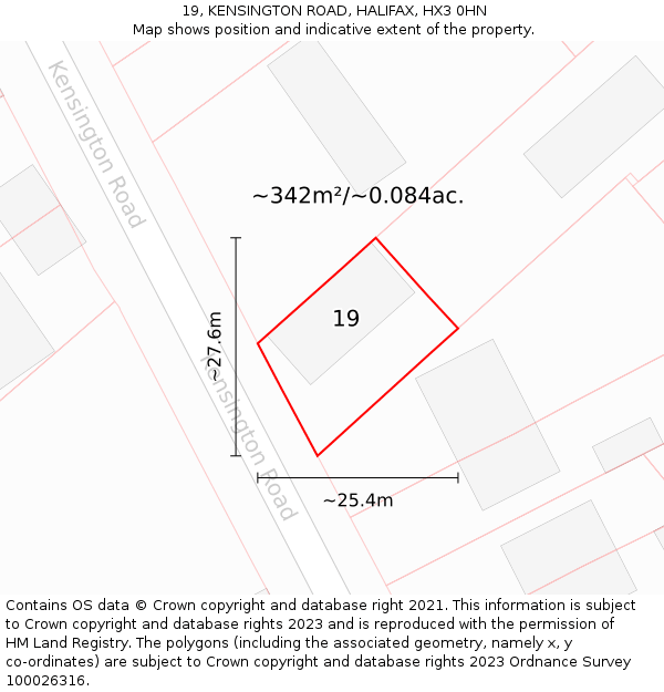 19, KENSINGTON ROAD, HALIFAX, HX3 0HN: Plot and title map