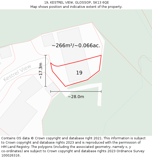 19, KESTREL VIEW, GLOSSOP, SK13 6QE: Plot and title map