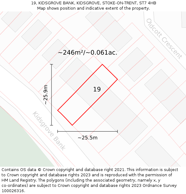 19, KIDSGROVE BANK, KIDSGROVE, STOKE-ON-TRENT, ST7 4HB: Plot and title map