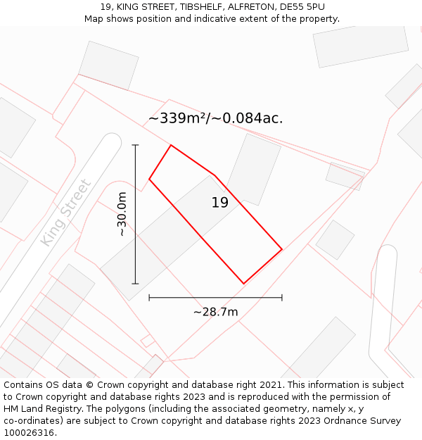 19, KING STREET, TIBSHELF, ALFRETON, DE55 5PU: Plot and title map