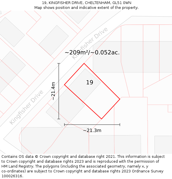 19, KINGFISHER DRIVE, CHELTENHAM, GL51 0WN: Plot and title map