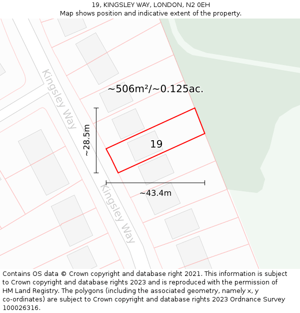 19, KINGSLEY WAY, LONDON, N2 0EH: Plot and title map