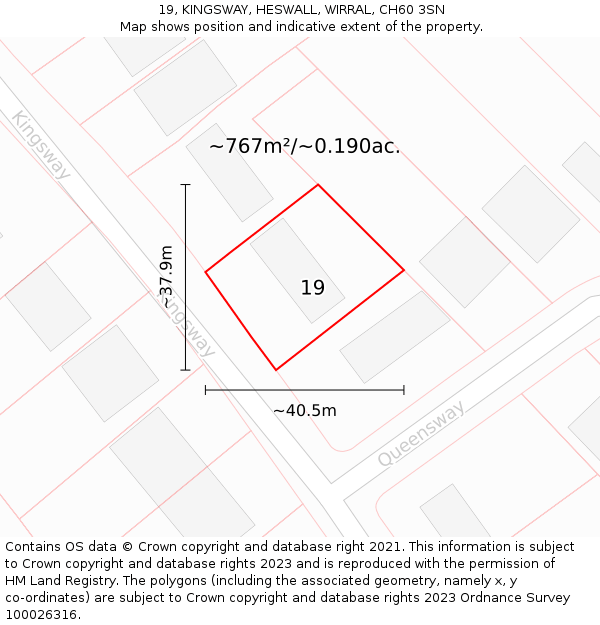 19, KINGSWAY, HESWALL, WIRRAL, CH60 3SN: Plot and title map