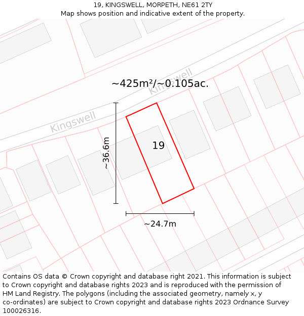 19, KINGSWELL, MORPETH, NE61 2TY: Plot and title map