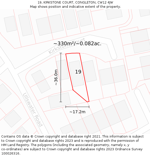 19, KIRKSTONE COURT, CONGLETON, CW12 4JW: Plot and title map