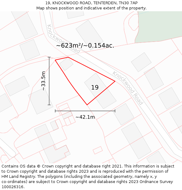 19, KNOCKWOOD ROAD, TENTERDEN, TN30 7AP: Plot and title map