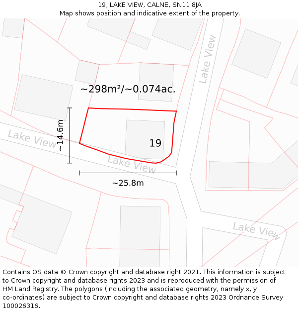 19, LAKE VIEW, CALNE, SN11 8JA: Plot and title map