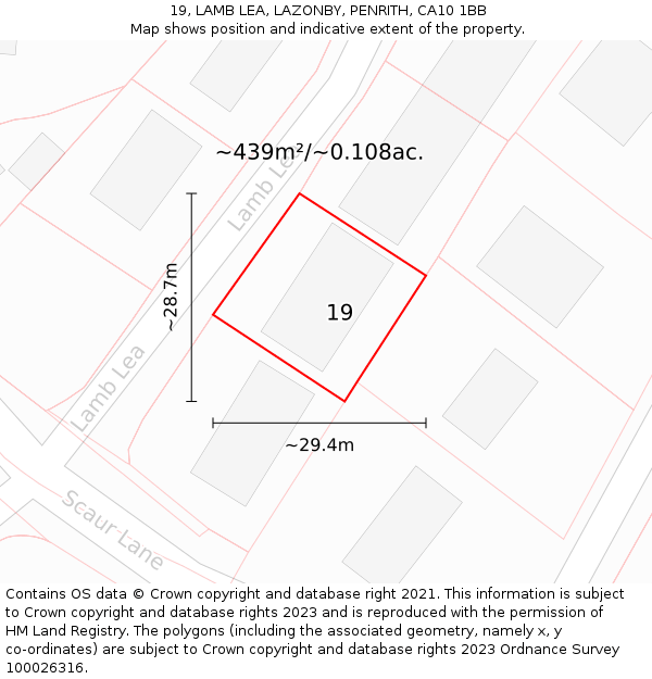 19, LAMB LEA, LAZONBY, PENRITH, CA10 1BB: Plot and title map